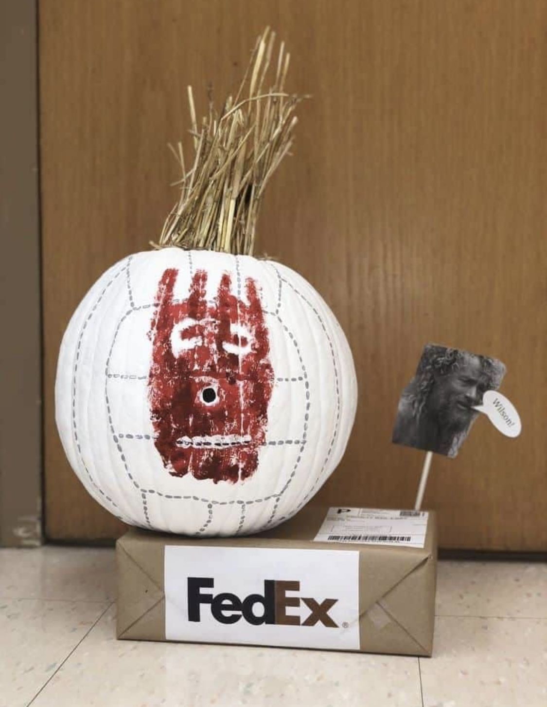 Pumpkin Painting Ideas: Wilson from the movie Castaway