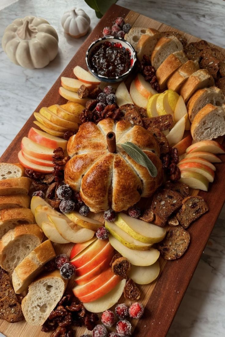 Thanksgiving Charcuterie Board Ideas: Pumpkin Baked Brie