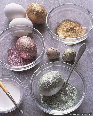 Easter Egg Dyeing Ideas: glitter and glue