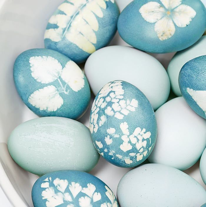 Easter Egg Dyeing Ideas: leaf and flower imprint